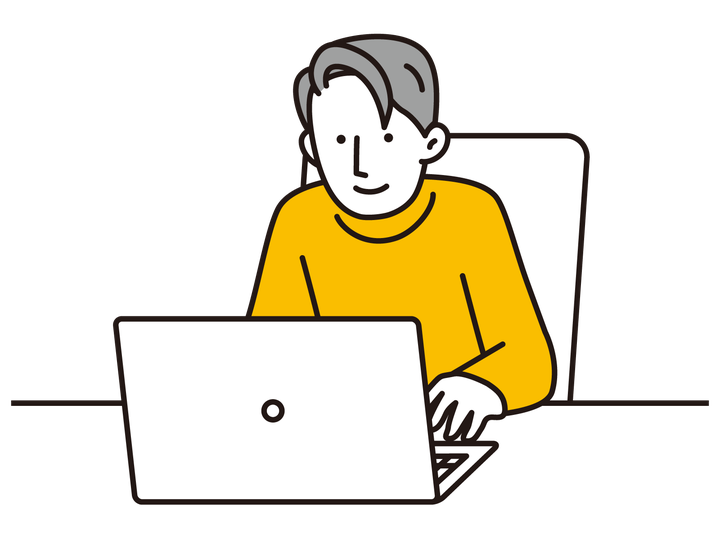 パソコンから申し込みフォームに入力する人のイラスト